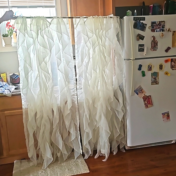 Cream Patterned Unlined Curtain